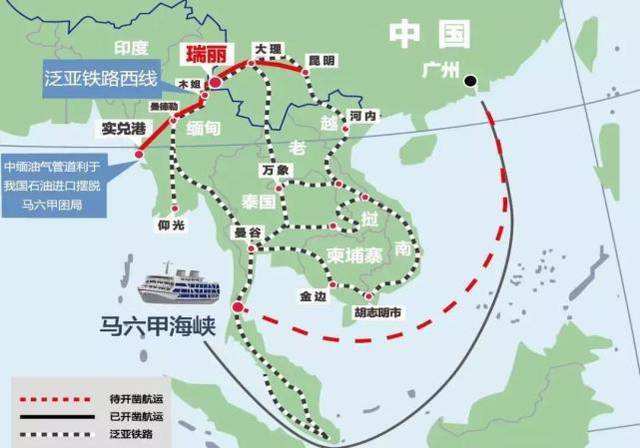 中缅铁路和皎漂港若建设成功,将成为中国西南进入印度洋的大通道,能够