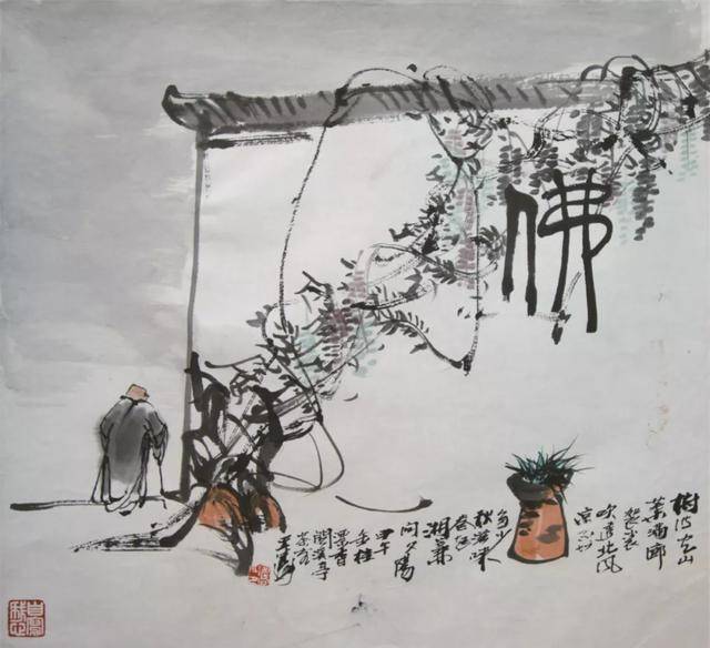 《桐城六尺巷逸事图》 138cm×68cm 国画 2001年