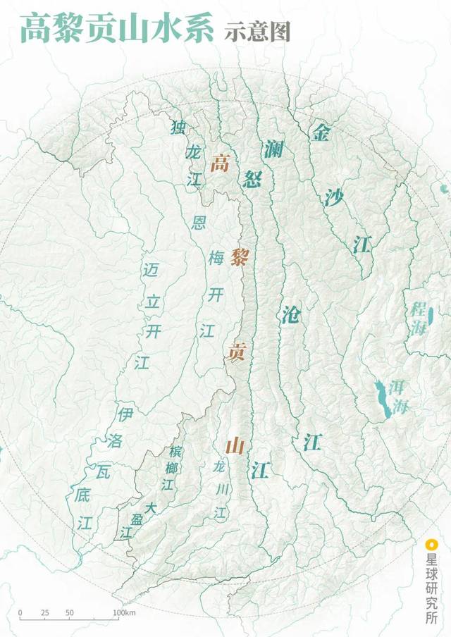 张) ▼ 两大水系 像两棵盘根错节的巨树一般 盘踞在高黎贡山两侧