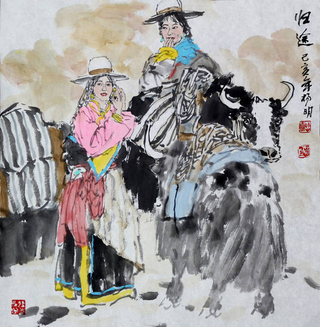 杨明《归途》(纸本)69x69cm