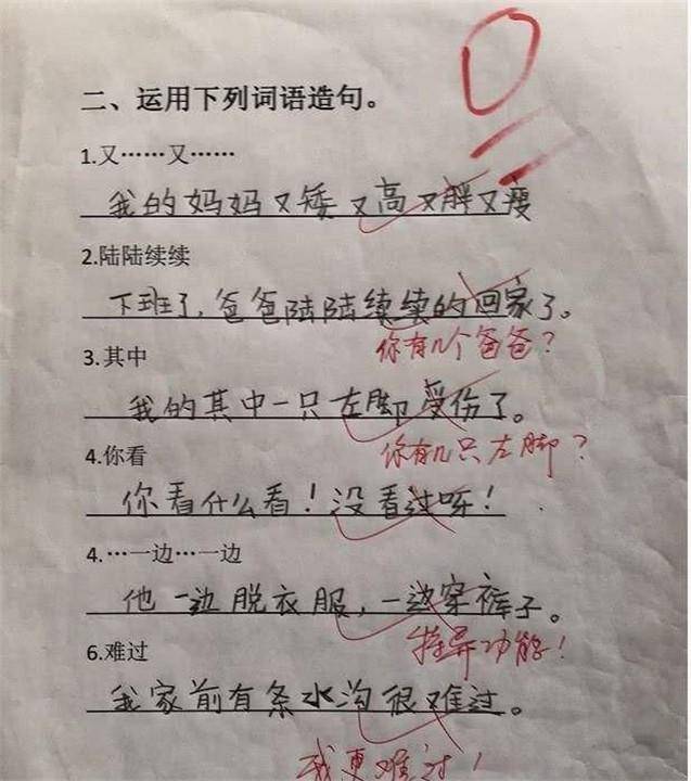 仔细一看,儿子的作业可把宝妈看傻了,用"像"造句,写成"我像一只狗"