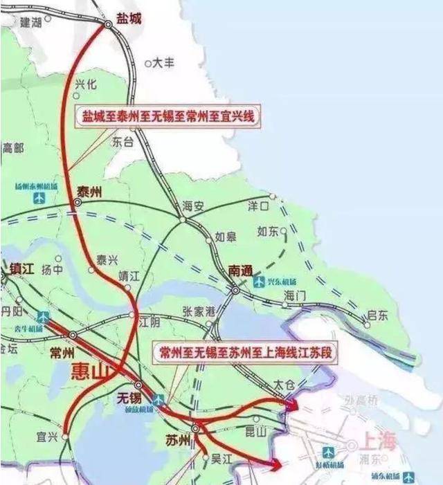 盐泰锡常宜铁路走向示意图