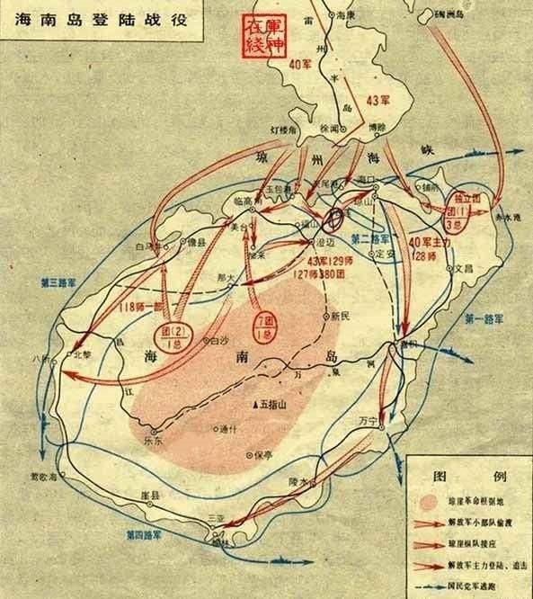 【海南岛登陆战役要图】