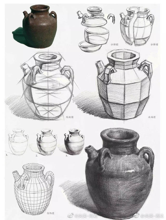 画素描罐子要注意什么?美术静物素描要点