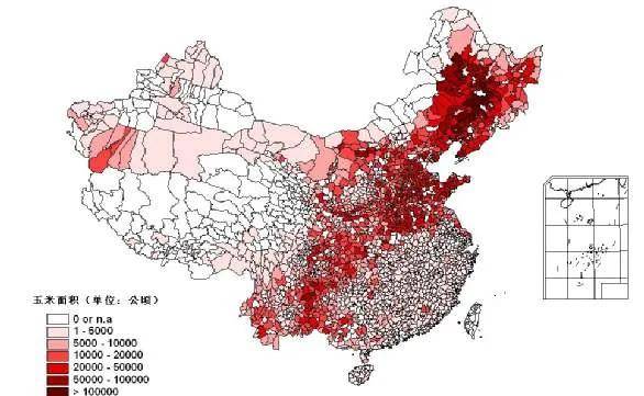 玉米在今天中国的主要分布区域