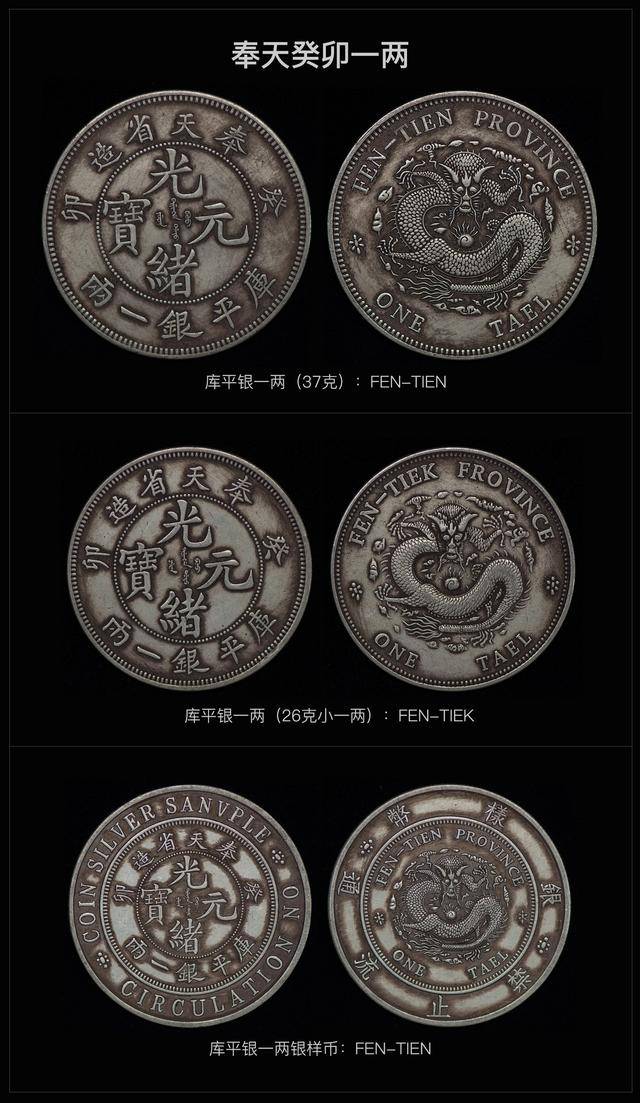 镌刻"fung-tien"的一钱四分四厘更像奉天省造癸卯光绪元宝"点状龙"的