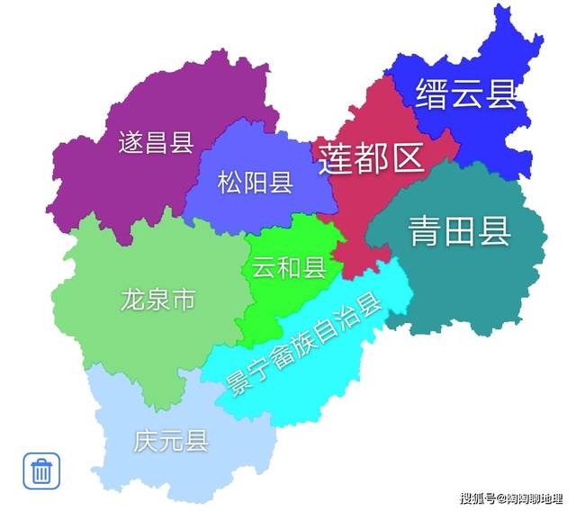 丽水市1区7县1市,建成区面积排名,最大是龙泉市,最小是景宁县