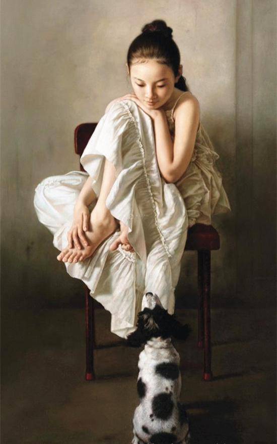 首师大教授蔡宝玉油画中的青春少女,具有独特的古典美