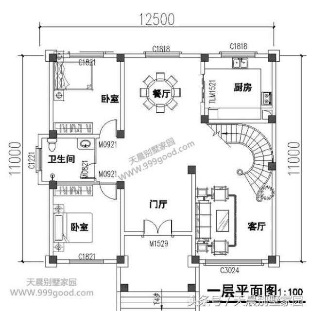 农村12.5x11米三层别墅设计图,第2种很多人喜欢!