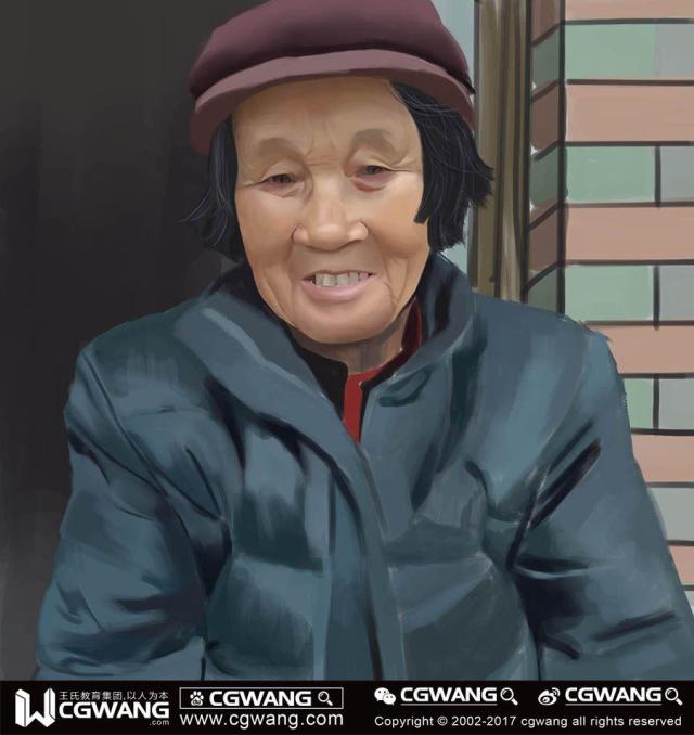 练了一些头像,老奶奶的头像,别有一番风味 在cgwang王氏教育的毕业