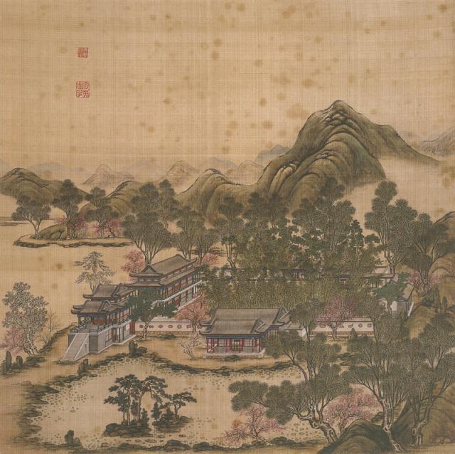 团城松树"白袍将军" 春湖落日水拖蓝,天影楼台上下涵 十里青山行画里
