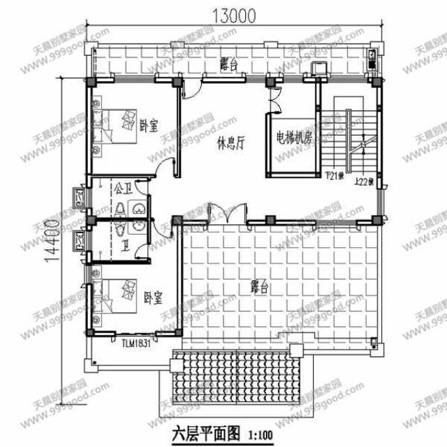 3米x14.4米6层别墅设计图,农村别墅就这样盖!