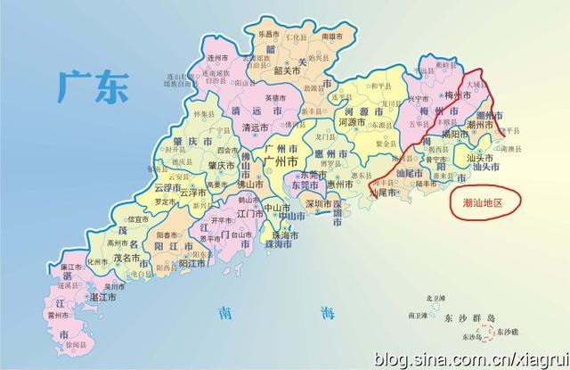 "潮汕"一词曾作为行政区名词出现在广东省的行政区划版图上(1949年—