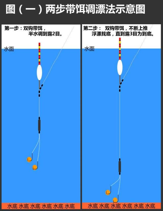 带饵调漂这个方法是比较简单的,两步带饵调漂方法更是是想灵则灵想钝