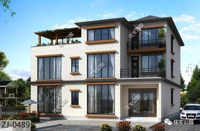 农村自建现代别墅户型,有庭院还有空中花园!