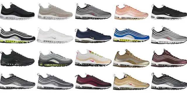 除了 银子弹,20周年的air max 97 还有十几个配色