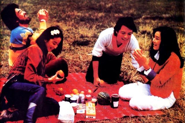 1981琼瑶电影《燃烧吧火鸟,林青霞与云中岳(左,吕秀菱与刘文正(右)