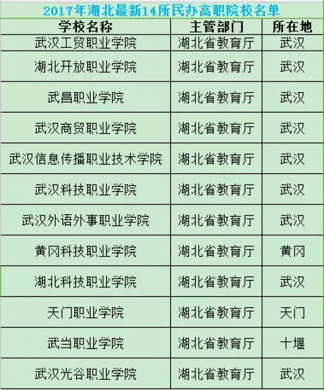湖北共计30所专科学校进入了高职院校排名600强,其中武汉职业技术