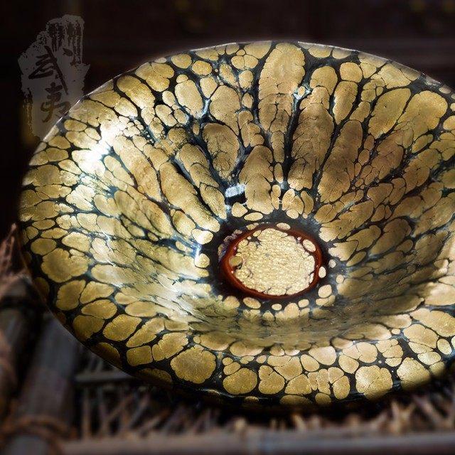 百万收藏级丨建盏大师黄美金新作:撇口油滴盏