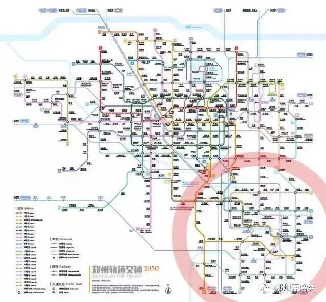 港区就占了很大一部分 在郑州的地铁远景规划网中 2050年的港区地铁网