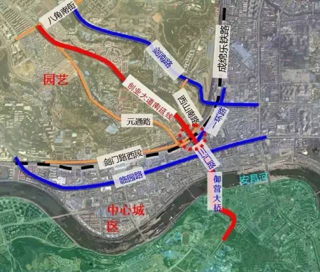 以下为该工程的具体方案 创业大道南延线道路总体方案示意图 规划分析
