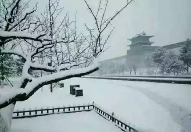 冬天,雪景覆满城墙