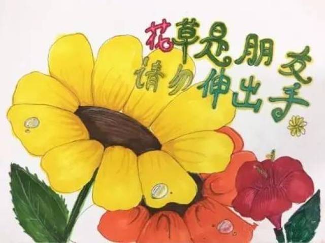 增强爱绿护绿意识,在美术老师们的带领下创作"请留步"爱绿护绿标语牌