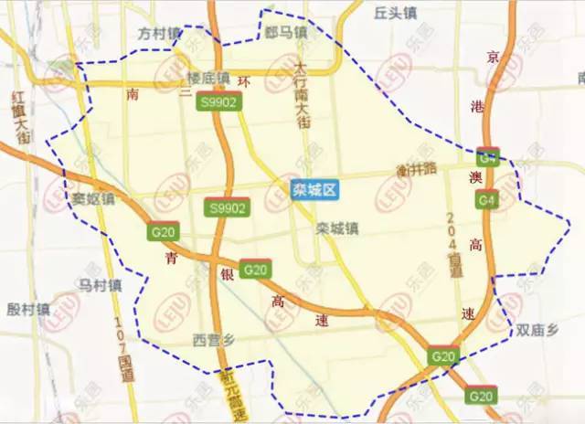 沿线路由为大街,规划仓宁路,环城水系,裕翔街,衡井线至栾城区