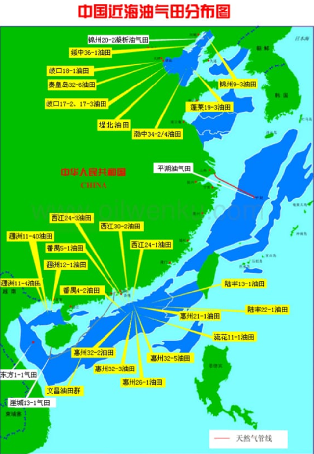 近海石油气田分布