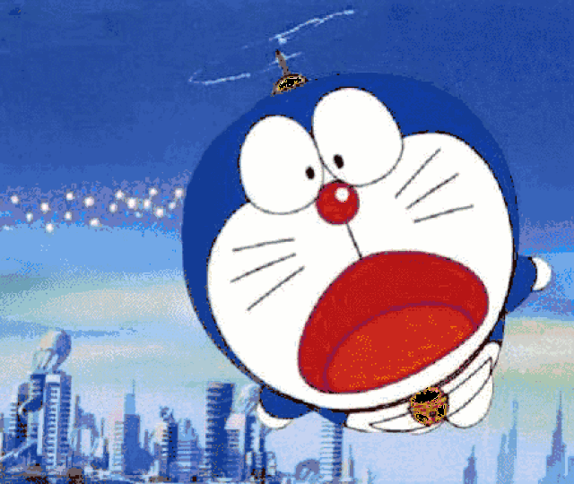 大雄有一天打开了自己的课桌,一只猫型机器人突然从抽屉里跳了出来