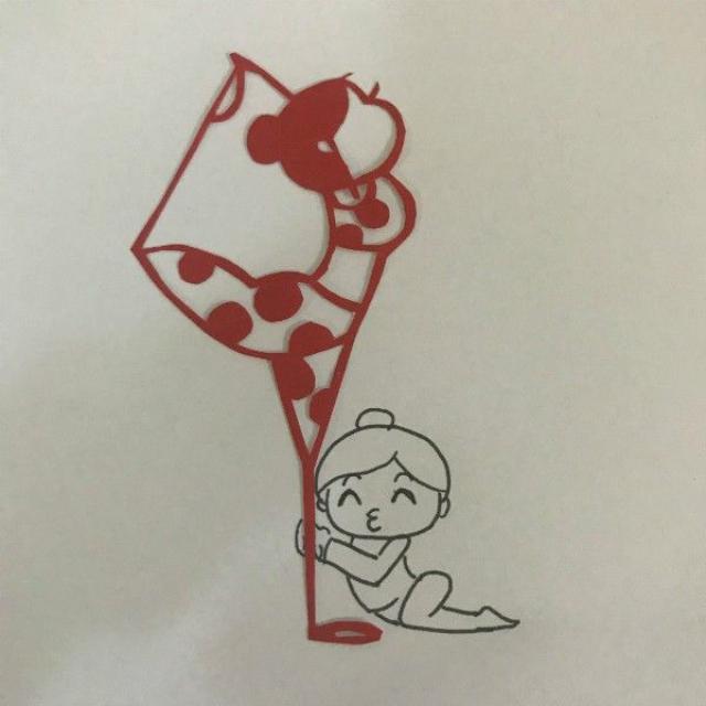 当瑜伽遇上剪纸,再遇上小人