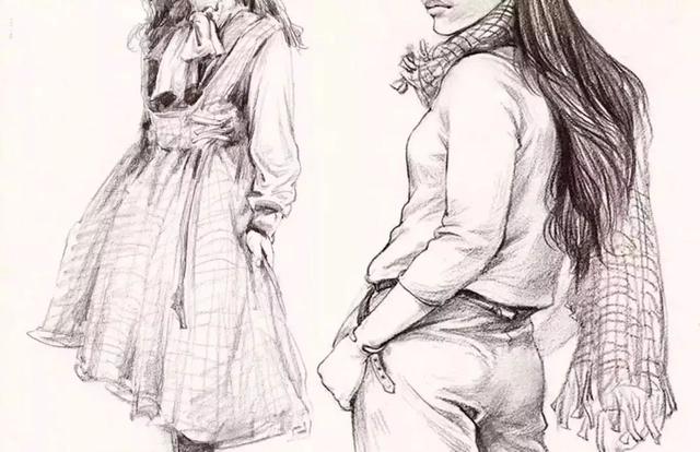 (例如:围巾,在整个画面比较散,或者黑白灰不明显时,可以适当地给围巾