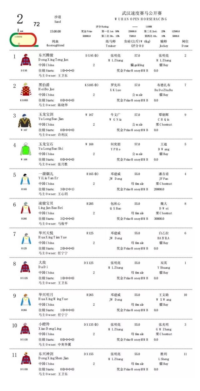 【赛事资料】国庆节特别赛马日赛事排位表