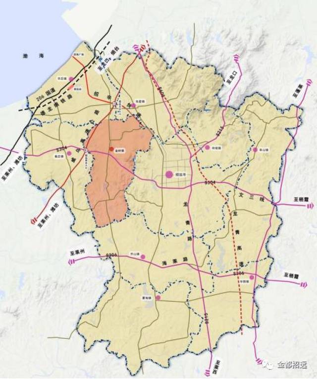 地理区位 金岭镇位于胶东半岛北部,隶属招远市,东邻梦芝街道办事处