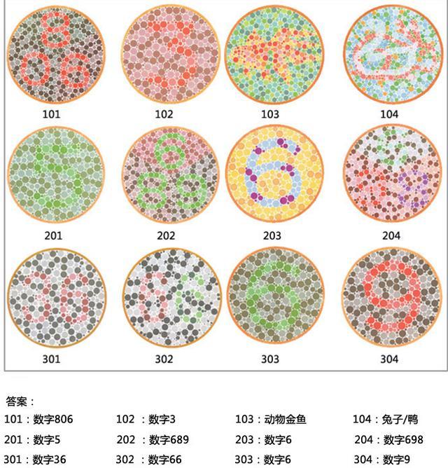 检查时色盲本应放正,每一图不得超过5秒.