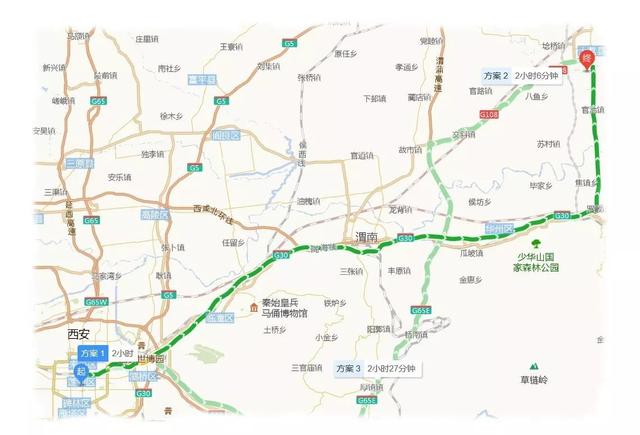 2公里 约2小时 西潼高速——g30连霍高速——202省道 131.