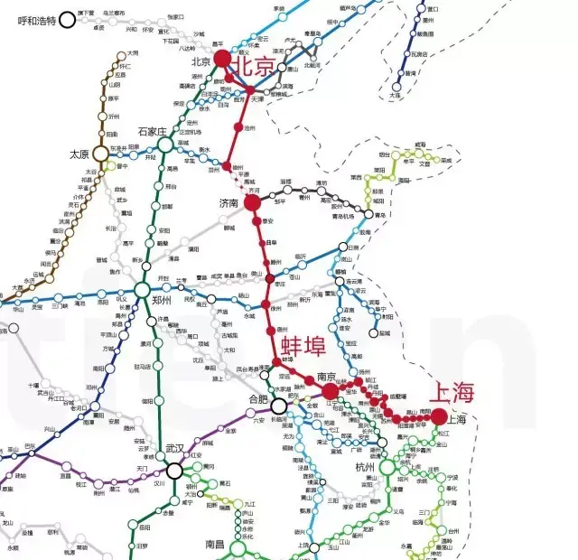 淮南铁路,京沪高速铁路,京台高速铁路,均为中部到长三角的重要运输线