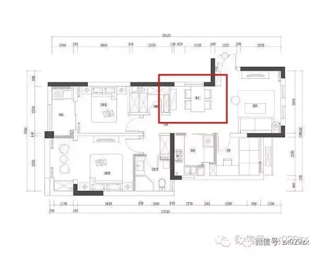 厨房对面是餐厅位置,新作了衣帽间空间,餐厅位置变小,用卡座实现就餐