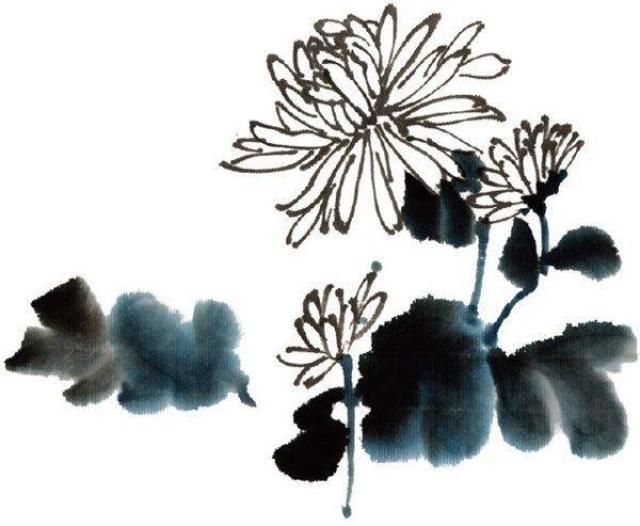 3,用赭墨画作品,用重分子草,用课件染花,藤黄完成.石头热内能ppt墨画图片