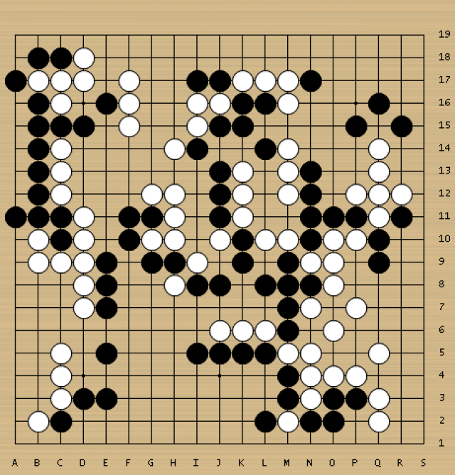 黑35,37图谋反吃白棋中腹. 白38跳,黑棋各处薄味.