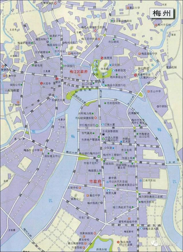 梅州市区地图 北宋皇佑四年(1052年),梅城在江北"筑土城为捍卫,周围长