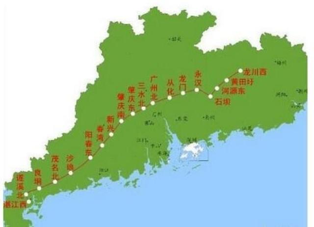 广东又一条高铁来了!350时速!途经佛山,肇庆,云浮,阳江,茂名,湛江.图片