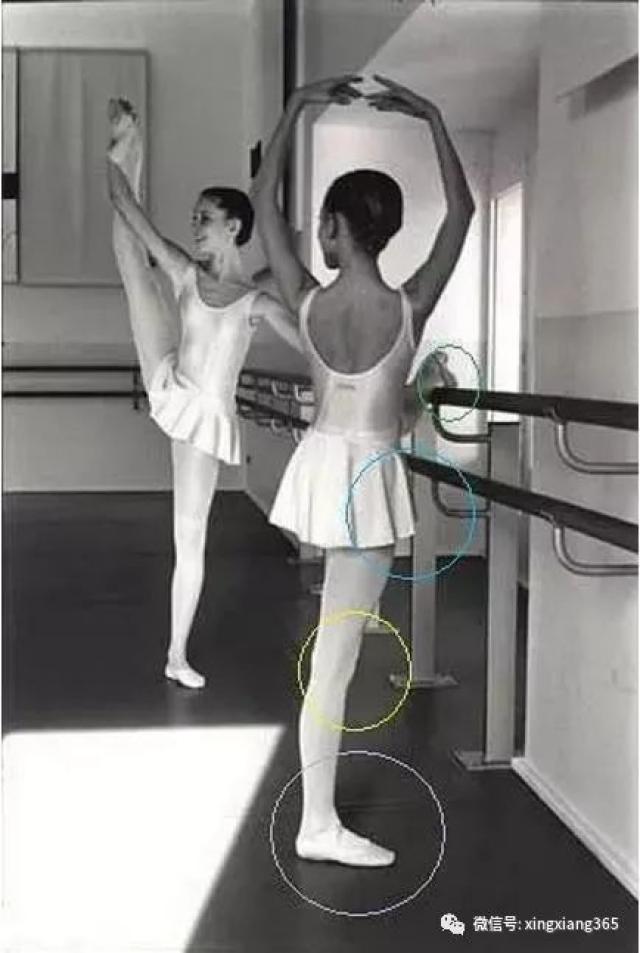 我的讲解都是以芭蕾舞为基础的.正确的接触把杆位点请见后图.