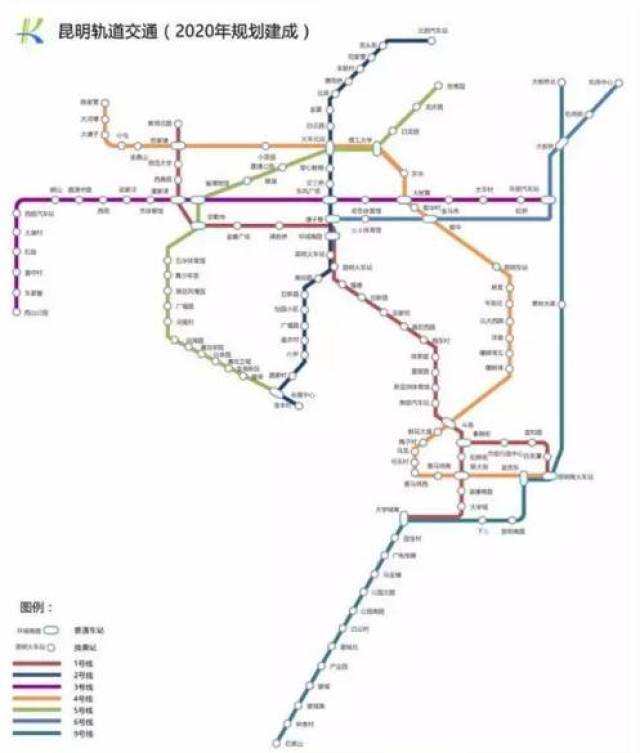 按昆明市轨道建设线网规划 有9条市区线和2条郊区线,共11条地铁线 现