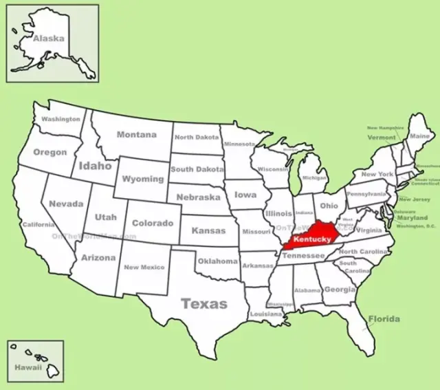 红色标记的地方就是肯塔基州(kentucky)