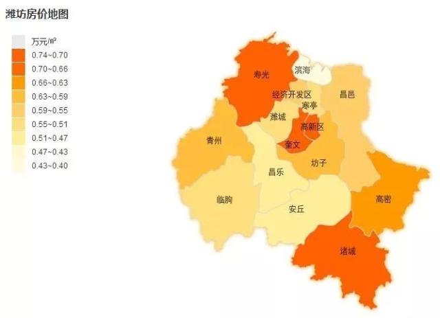 01%. 潍坊10月各县市区房价排行如下: 青州月跌幅度最大,到-12.