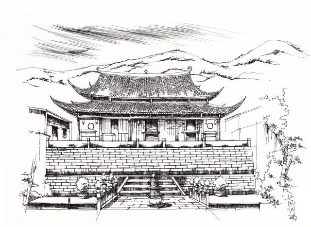 涌泉寺手绘图(涌泉寺位于福州市鼓山山腰)