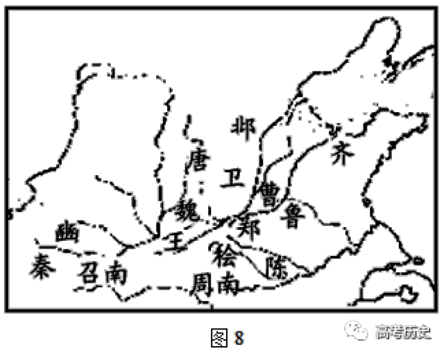 【试题解析】图片显示的是《诗经"十五国风"涉及的15个诸侯国或地区