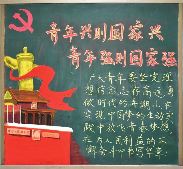 在校园内迅速掀起学习十九大精神的热潮,全校各个班级也通过黑板报的