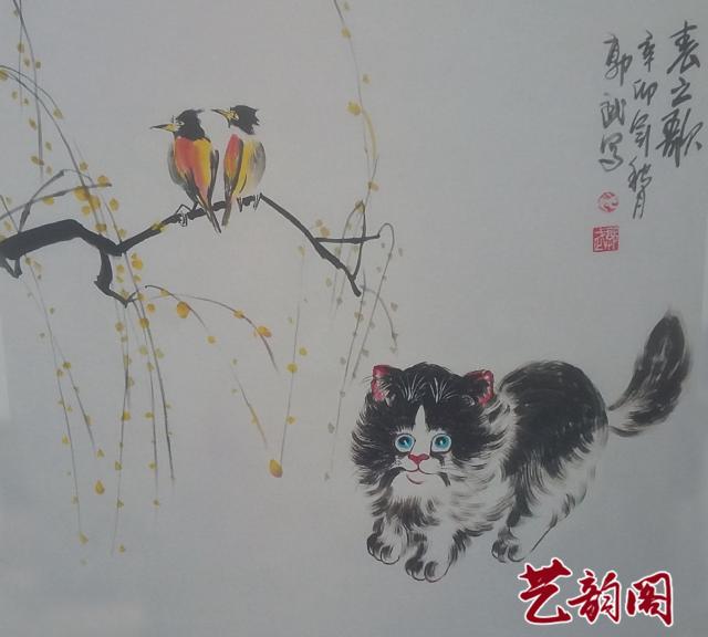 郭武画家笔下的猫画作品